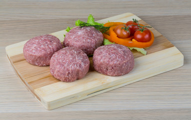 Raw burger cutlet