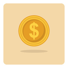 Vector of flat icon, dollar coin on isolated background