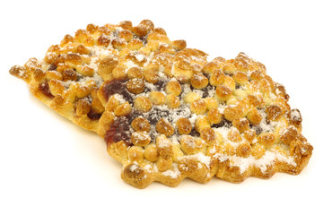 freshly baked cherry crumble cookies on a white background