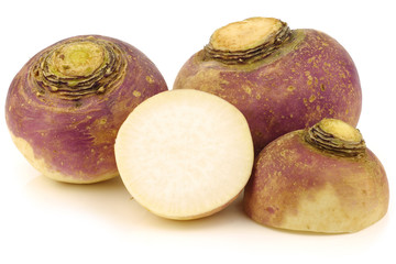 fresh turnips on a white background