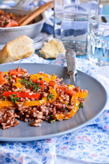 Rice red with paprika and thyme
