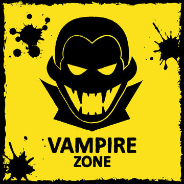 Vector wall graffiti. Vampire zone. Yellow color. Format eps 10