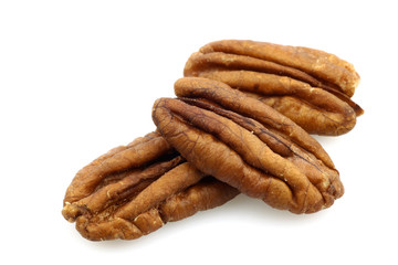 pecan nuts on a white background