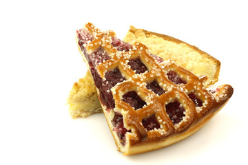 two slices of decorated pie called 
