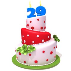 Birthday cake with number twenty nine