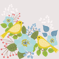 Two birds in a garden