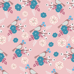 Retro floral vector seamless pattern