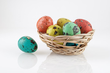 Quail eggs in a basket