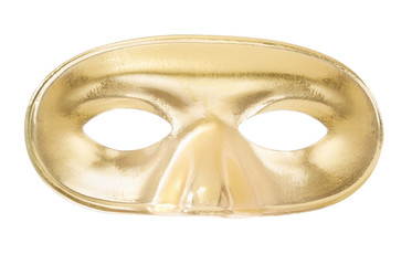 Carnival golden mask isolated on white, clipping path