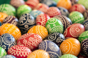Bunch of colorful painted easter eggs