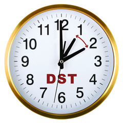 Obraz na płótnie Canvas Wall clock isolated on white. Daylight saving time