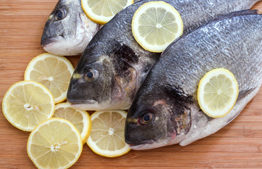 Fresh fish with lemon.