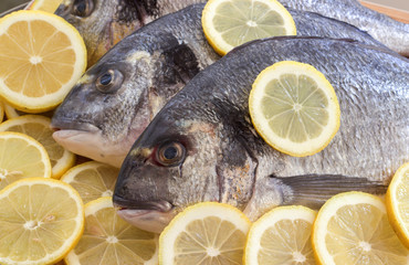 Sea fish with lemon.