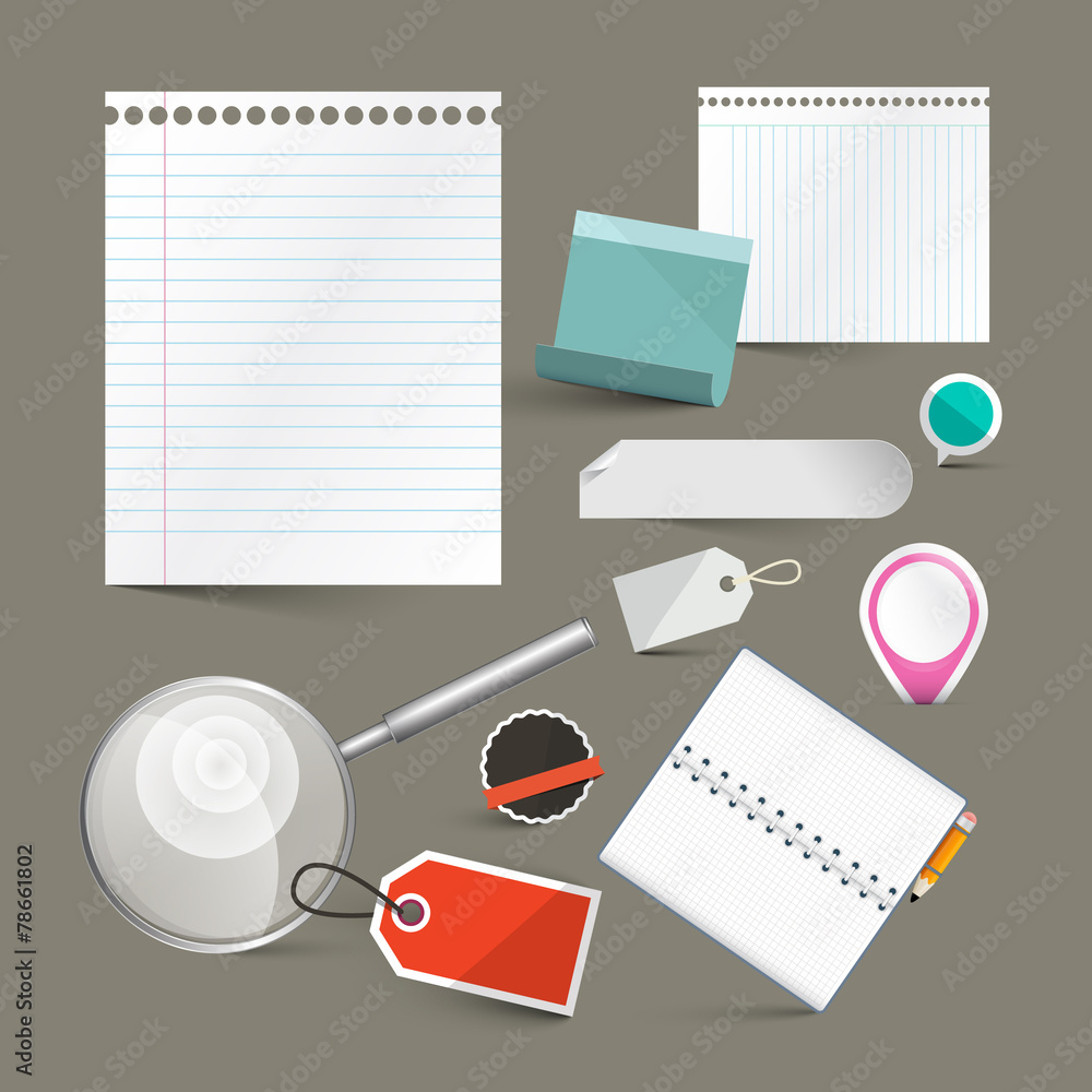 Poster paper empty labels vector set isolated on grey background