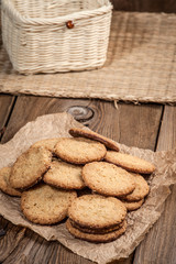 Oatmeal cookies in chocolate sauce.