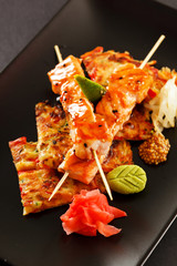 Japanese Skewered salmon with Vegetables