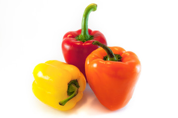 Three pepper colored, isolated