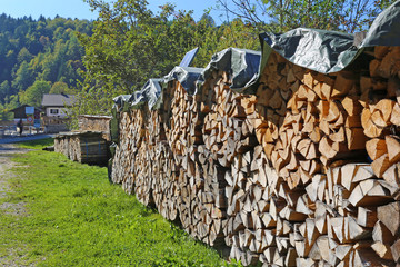 Stack of firewood in Garmisch-Partenkirchen (South of Germany)