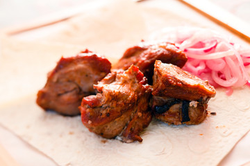 Grilled kebab meat