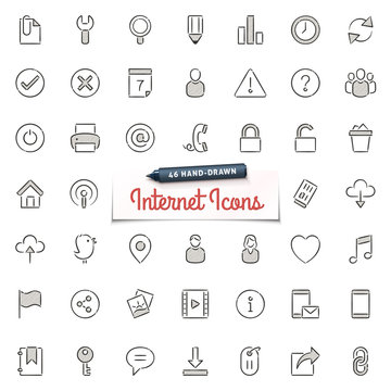 Hand-Drawn Internet Icons