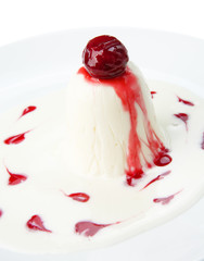 Restaurant food isolated - panna cotta dessert