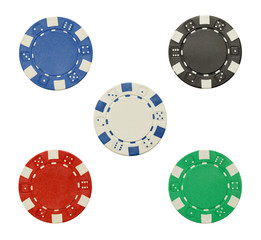 Five Poker Chips
