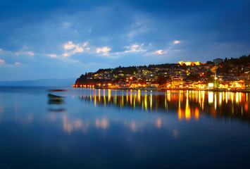 Fototapeta na wymiar Ohrid lake after sunset