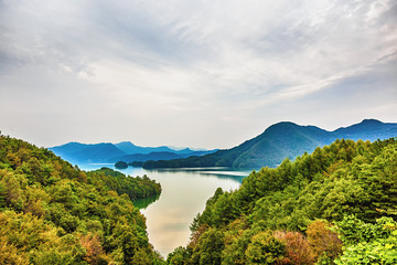 Mountains and lake landscape in Korea