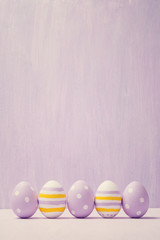 Colorful easter eggs. Background with easter eggs. With retro fi