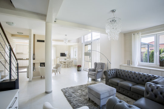 Elegant living room in a bright apartment