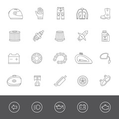Motorcycle gear and accessories icons