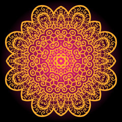 Orange vintage art of india. Mandala chakra karma design