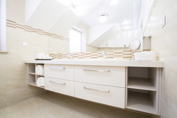Cozy bathroom in elegant apartment