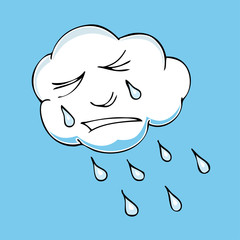 Cute doodle of cloud and sun. Vector illustration