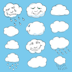 Cute doodle of clouds. Vector illustration