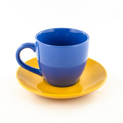 Tea and coffee colorful cup isolated on white