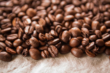 Coffee beans on the cloth