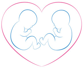 Twins Babies Heart