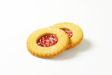 Two Linzer cookies