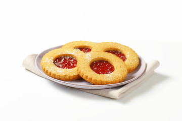Round Linzer cookies