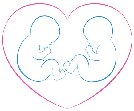 Twins Babies Heart