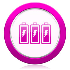 battery violet icon power sign