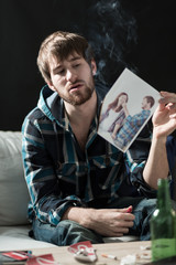 Depressed junkie man