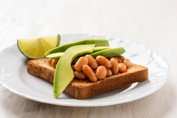 Avocado and beans on toast