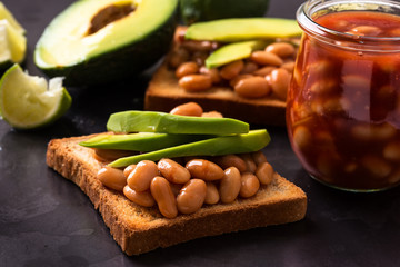 Avocado and beans on toast