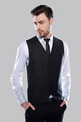 Confident in his perfect style.