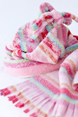 Hat and scarf in snow