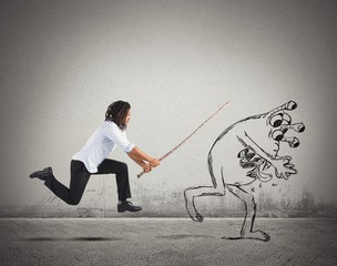 Man chasing a flu virus