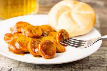 Currywurst - fried sausage with ketchup