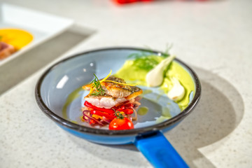Roasted fish served
